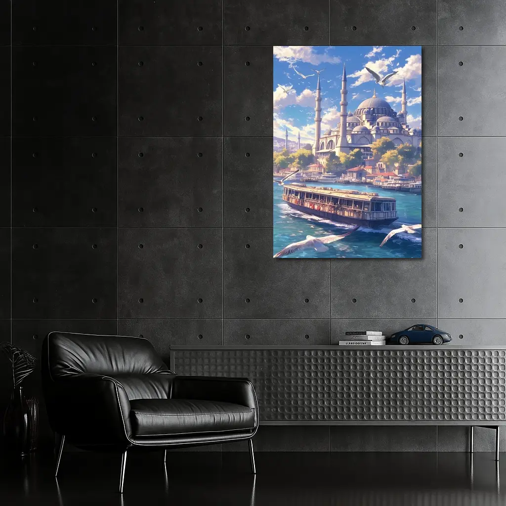 Istanbul Mosque Bosphorus Ferry Anime Art – Wall Art