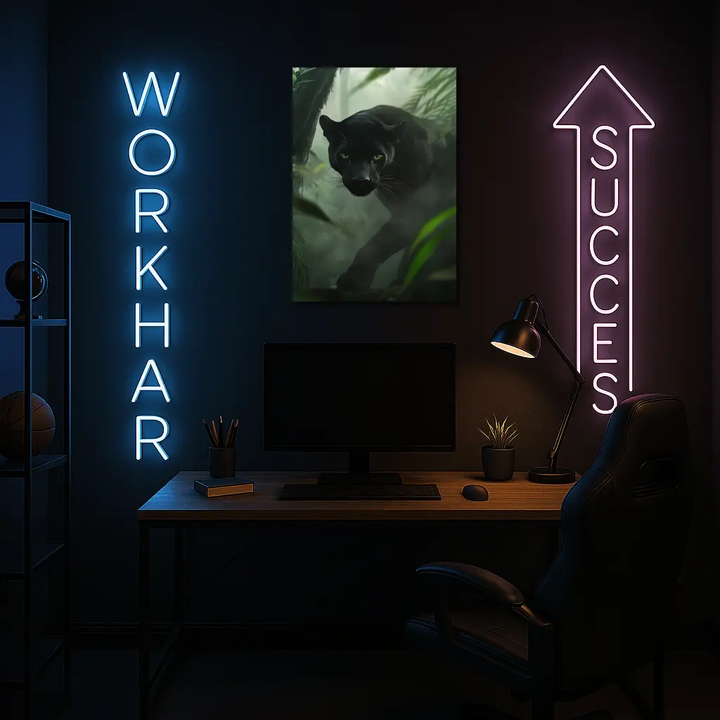 Black Panther Stalking Through Misty Jungle – Wall Art