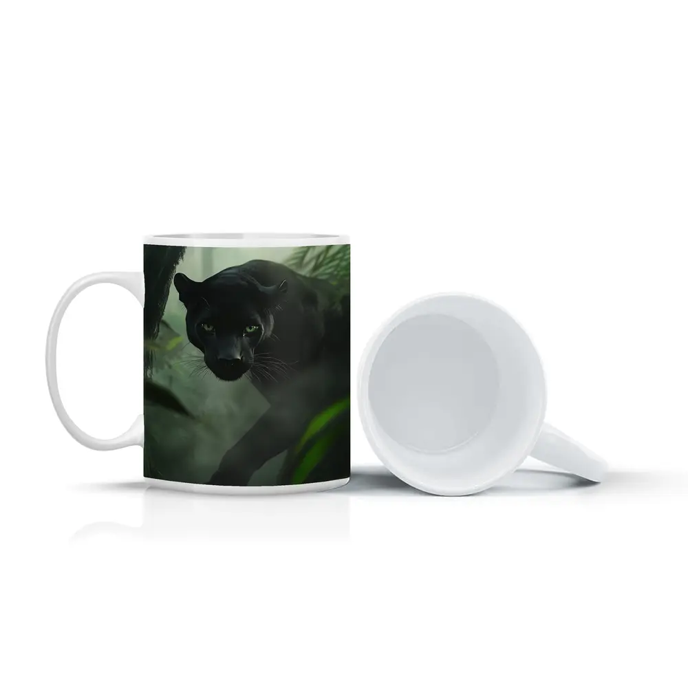 Black Panther Stalking Through Misty Jungle – Mugs
