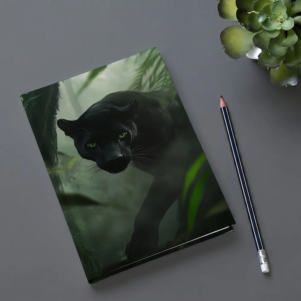 Black Panther Stalking Through Misty Jungle – Notebooks
