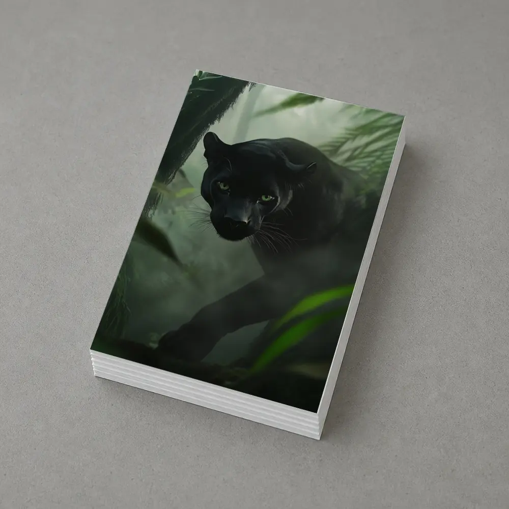 Black Panther Stalking Through Misty Jungle – Postcards