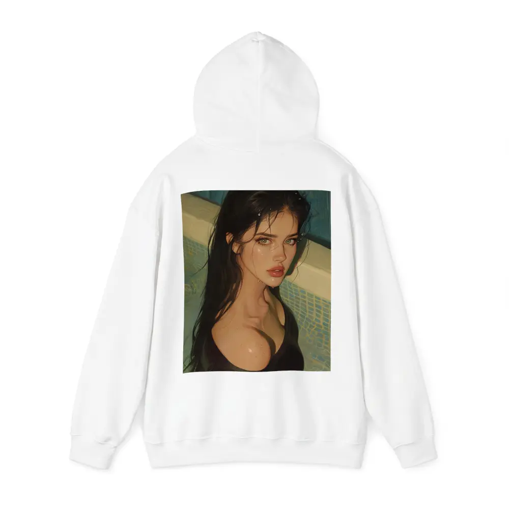 Dark Hair Woman Portrait Pool Digital Art – Hoodies