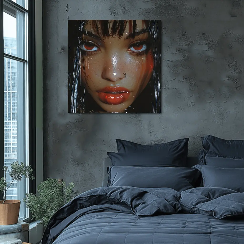 Dark Fantasy Digital Portrait Glowing Eyes – Wall Art