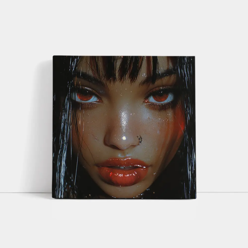 Dark Fantasy Digital Portrait Glowing Eyes – Wall Art