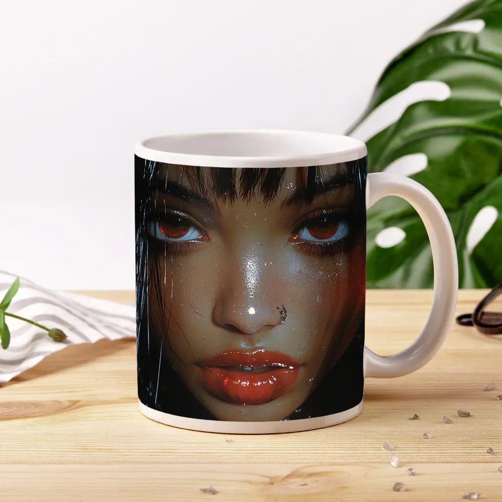 Dark Fantasy Digital Portrait Glowing Eyes – Mugs