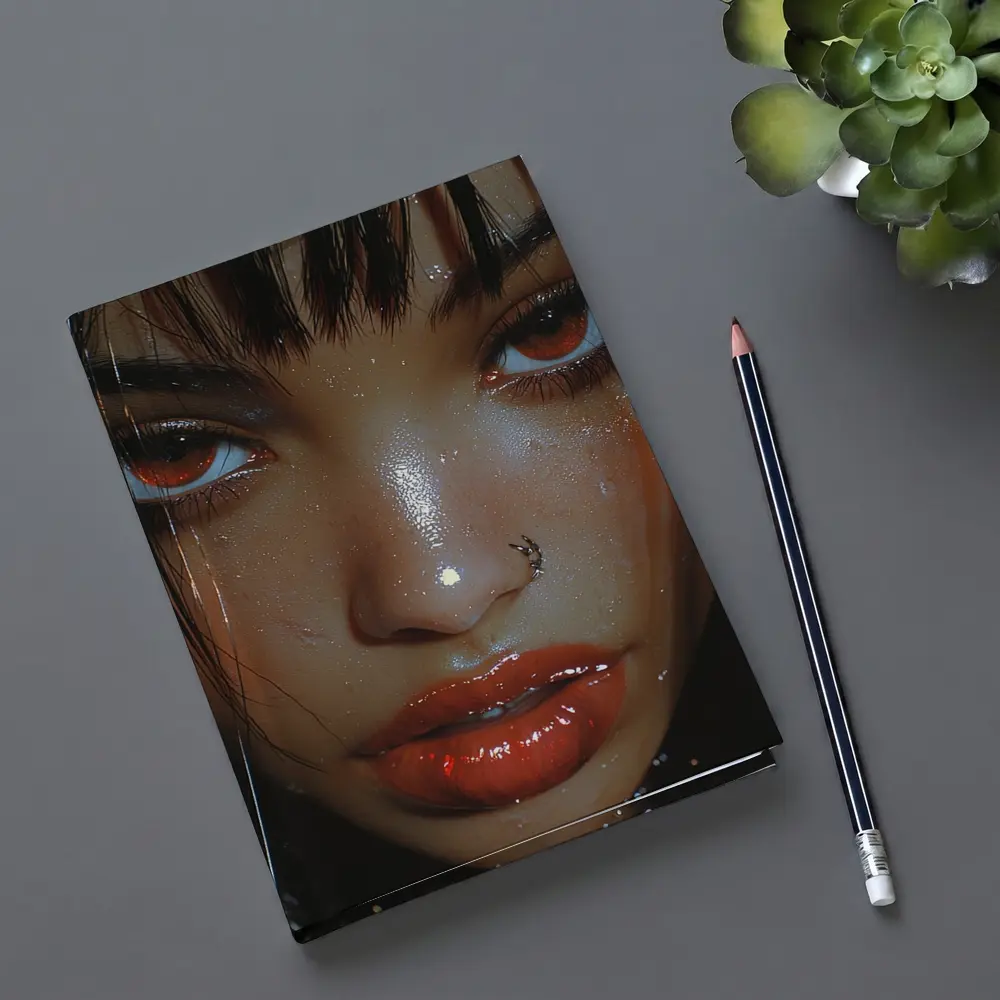 Dark Fantasy Digital Portrait Glowing Eyes – Notebooks