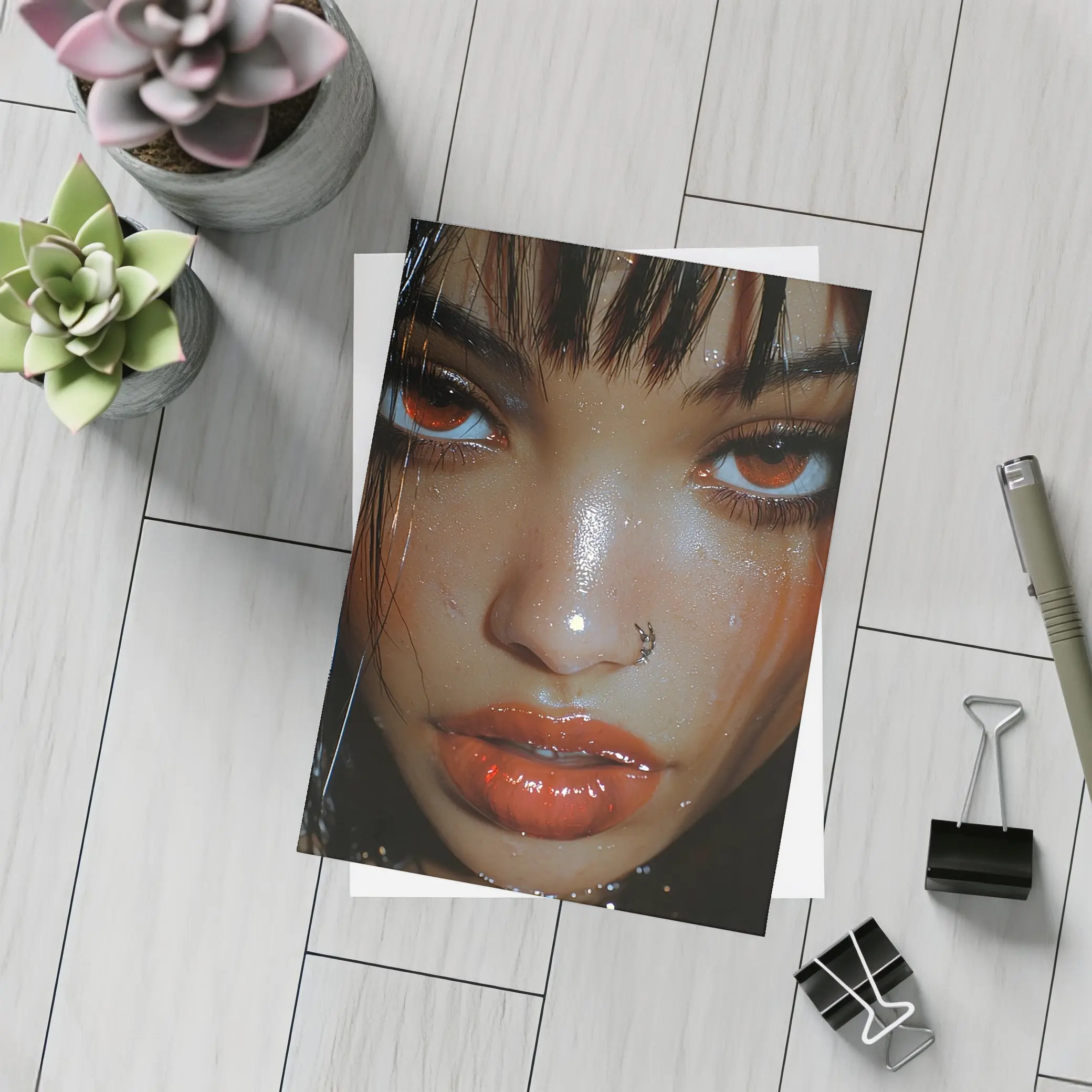 Dark Fantasy Digital Portrait Glowing Eyes – Postcards