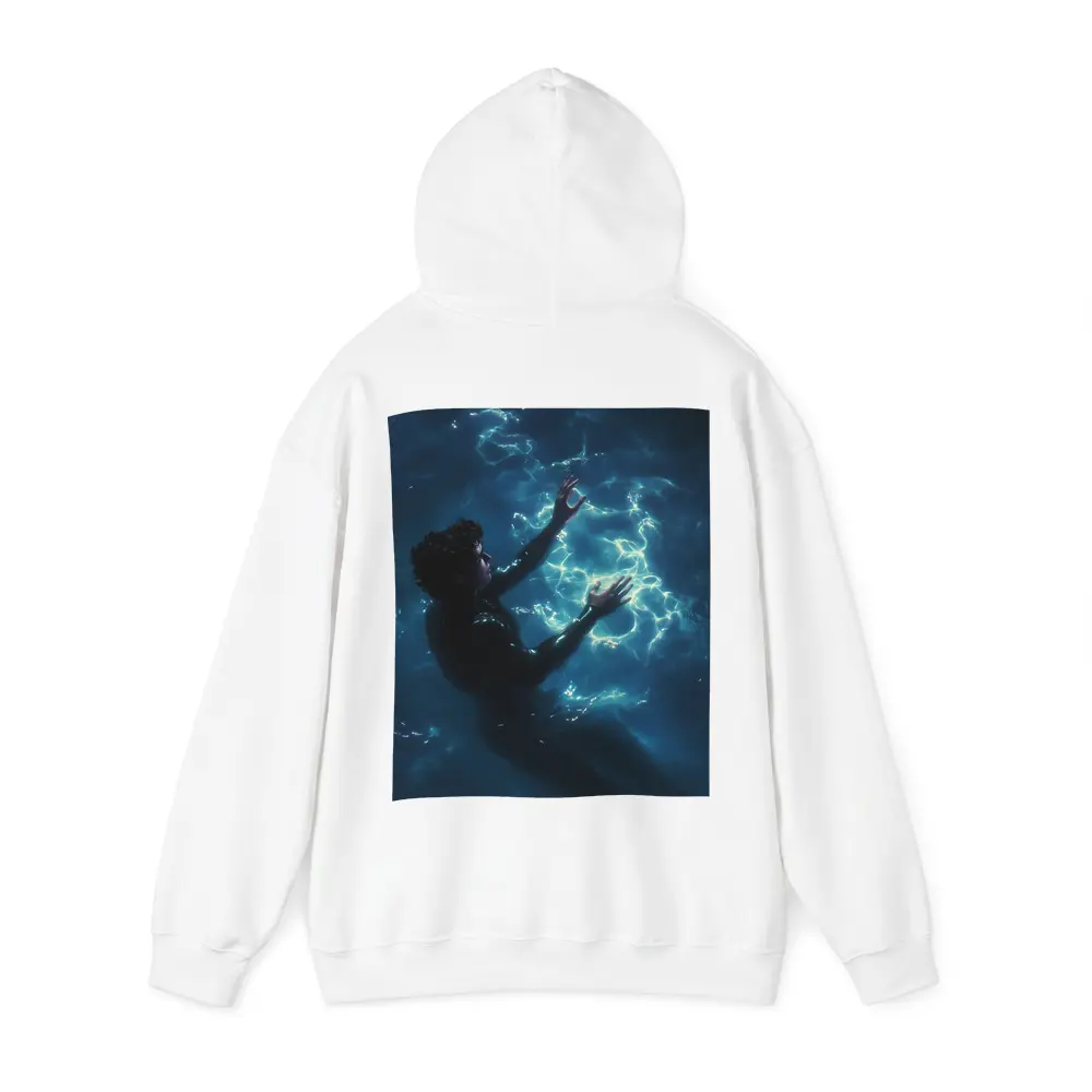 Person Underwater Dark Blue Glowing Light – Hoodies