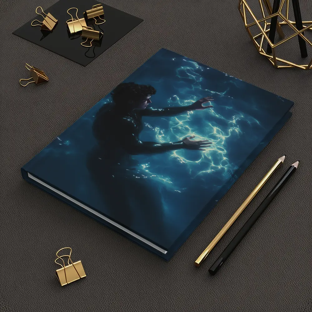 Person Underwater Dark Blue Glowing Light – Notebooks