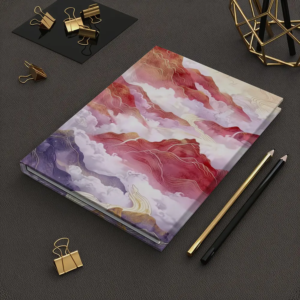 Red Mountains Clouds Chinese Traditional Art Style – Notebooks