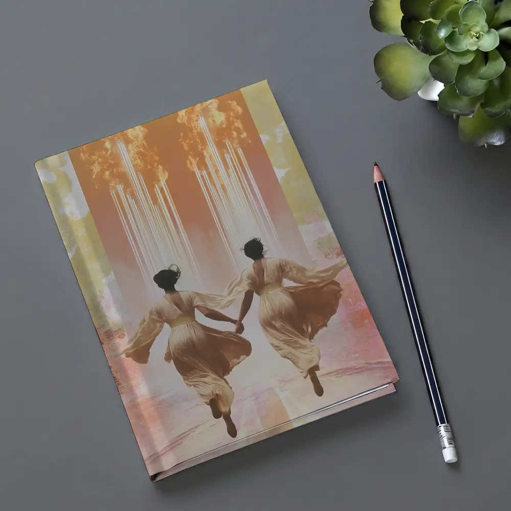 Two Women Running Toward Flames Surreal – Notebooks