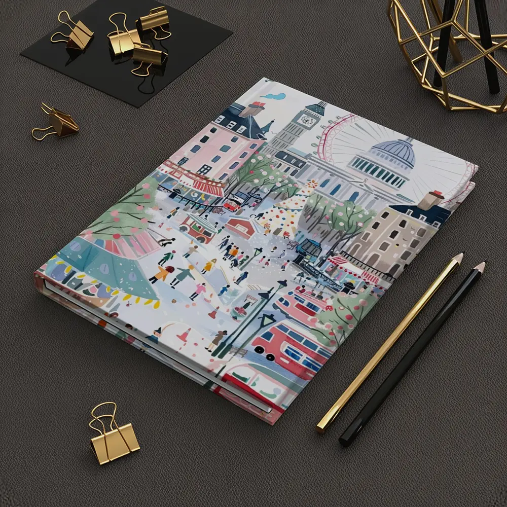 London Christmas Market Illustration Festive Scene – Notebooks