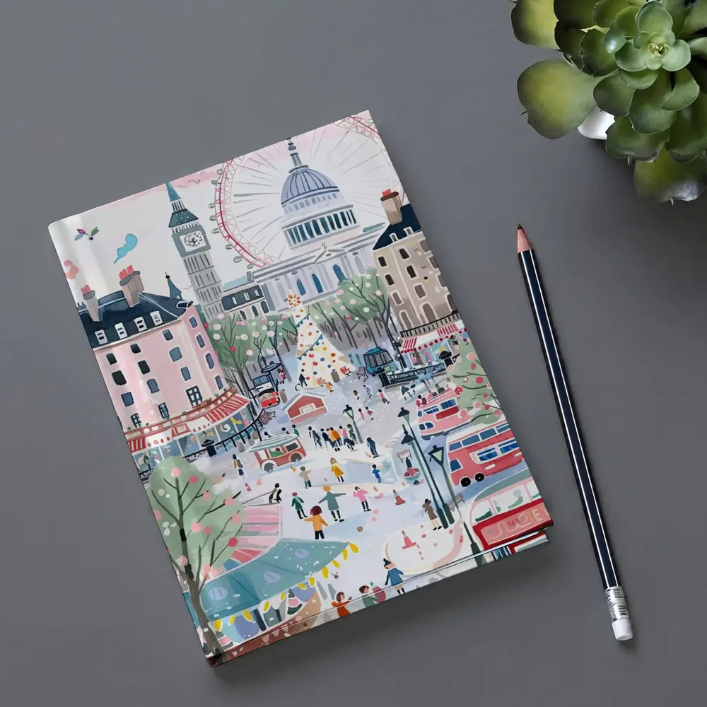 London Christmas Market Illustration Festive Scene – Notebooks