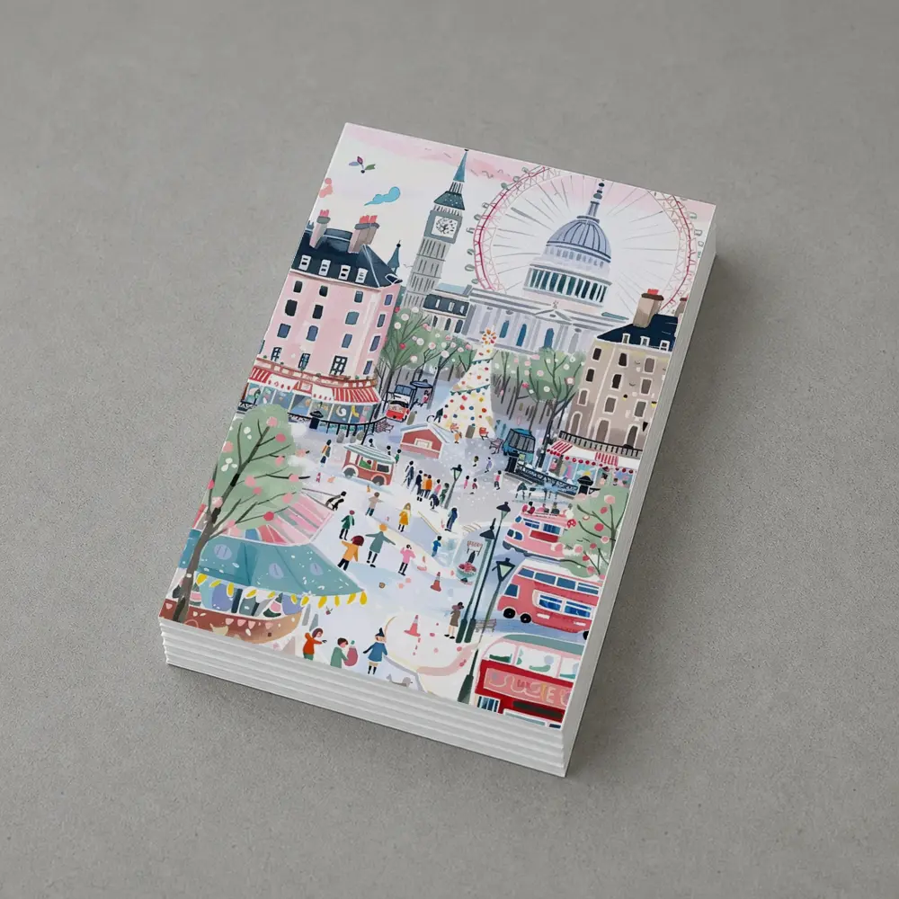 London Christmas Market Illustration Festive Scene – Postcards