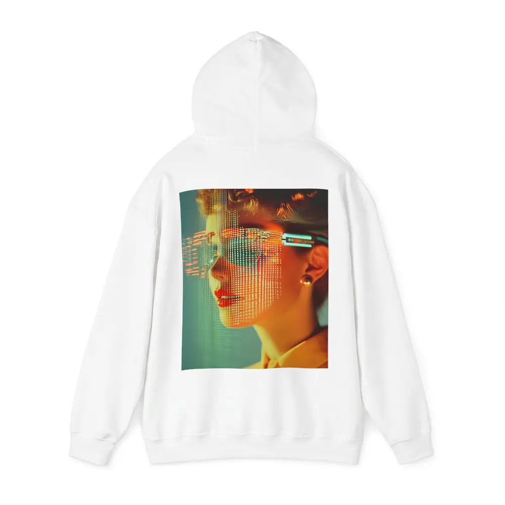 Woman With Digital Grid Face Cyberpunk Portrait – Hoodies