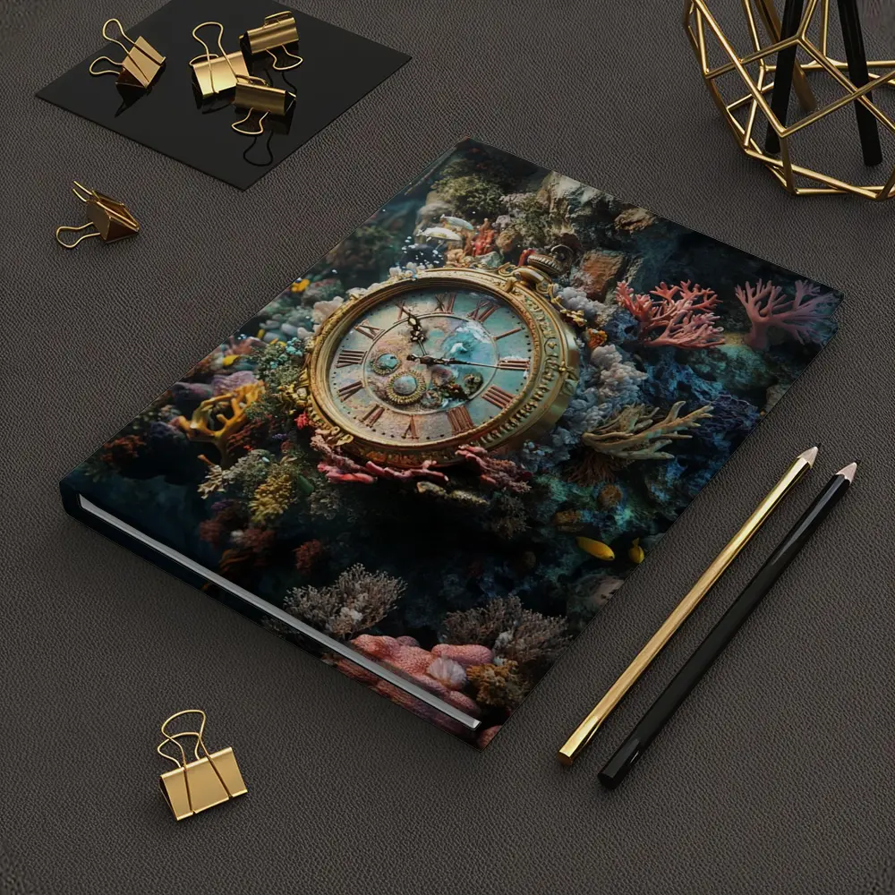 Ornate Gold Clock Underwater Coral Reef – Notebooks