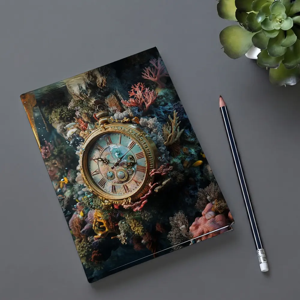 Ornate Gold Clock Underwater Coral Reef – Notebooks