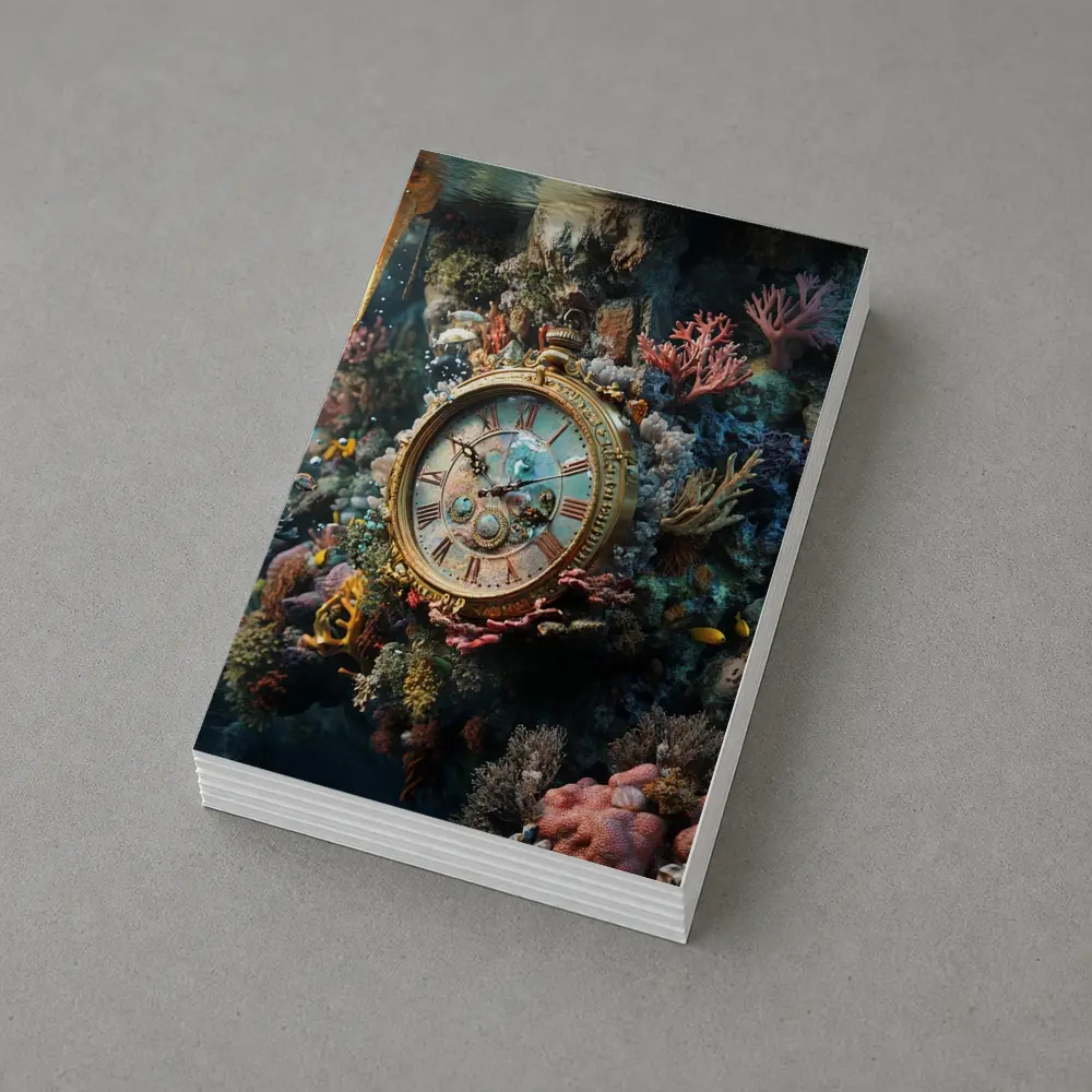 Ornate Gold Clock Underwater Coral Reef – Postcards