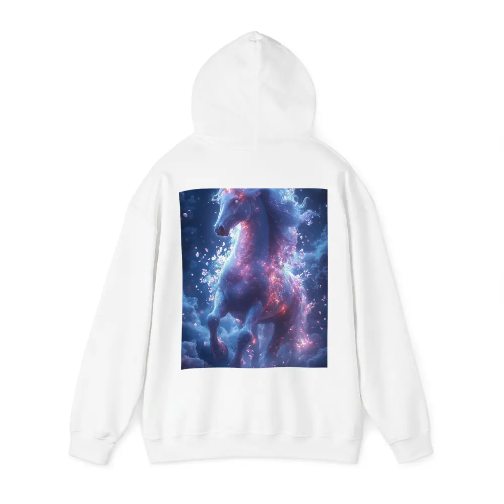 Glowing Unicorn Rearing In Cosmic Clouds – Hoodies