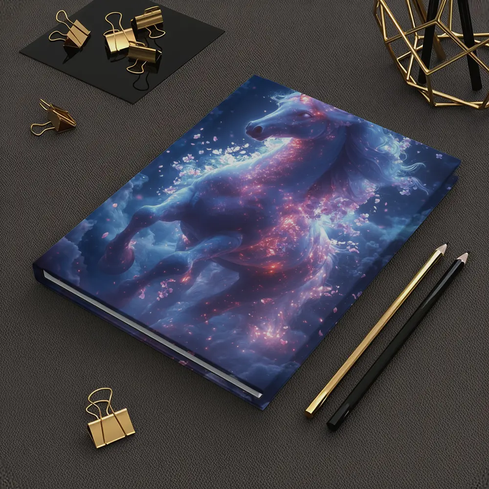 Glowing Unicorn Rearing In Cosmic Clouds – Notebooks