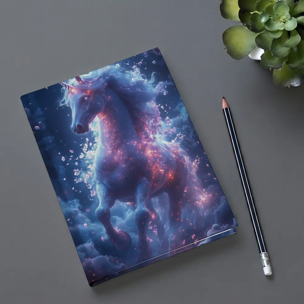 Glowing Unicorn Rearing In Cosmic Clouds – Notebooks
