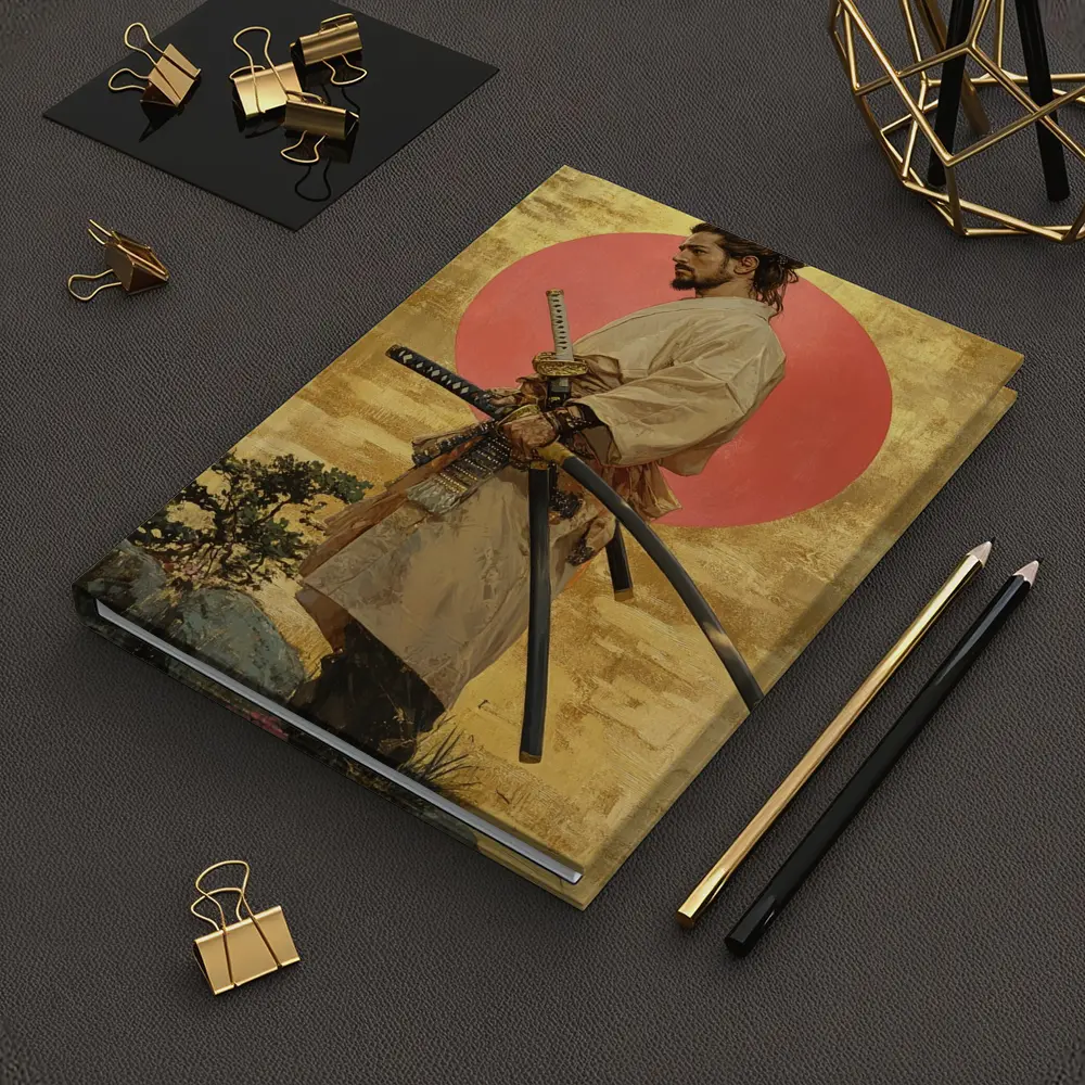 Samurai Warrior Standing Before Red Sun – Notebooks