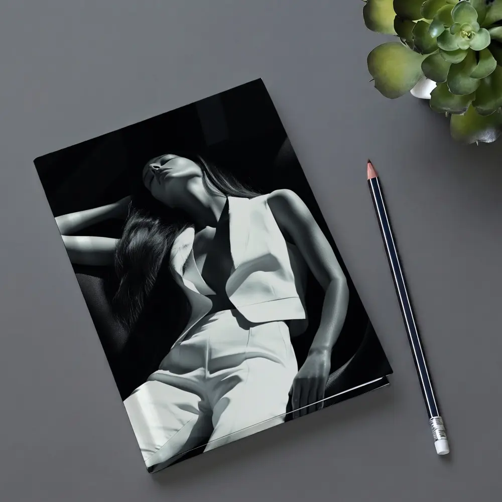 Woman in White Suit Dark Chair – Notebooks