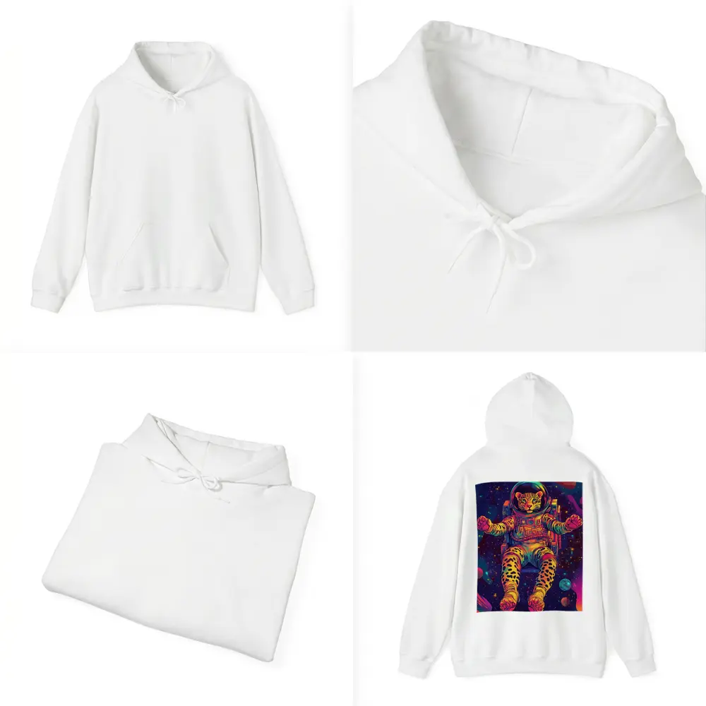 Leopard Astronaut Floating In Colorful Space – Hoodies