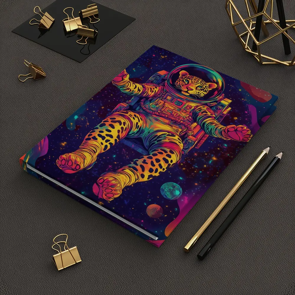 Leopard Astronaut Floating In Colorful Space – Notebooks
