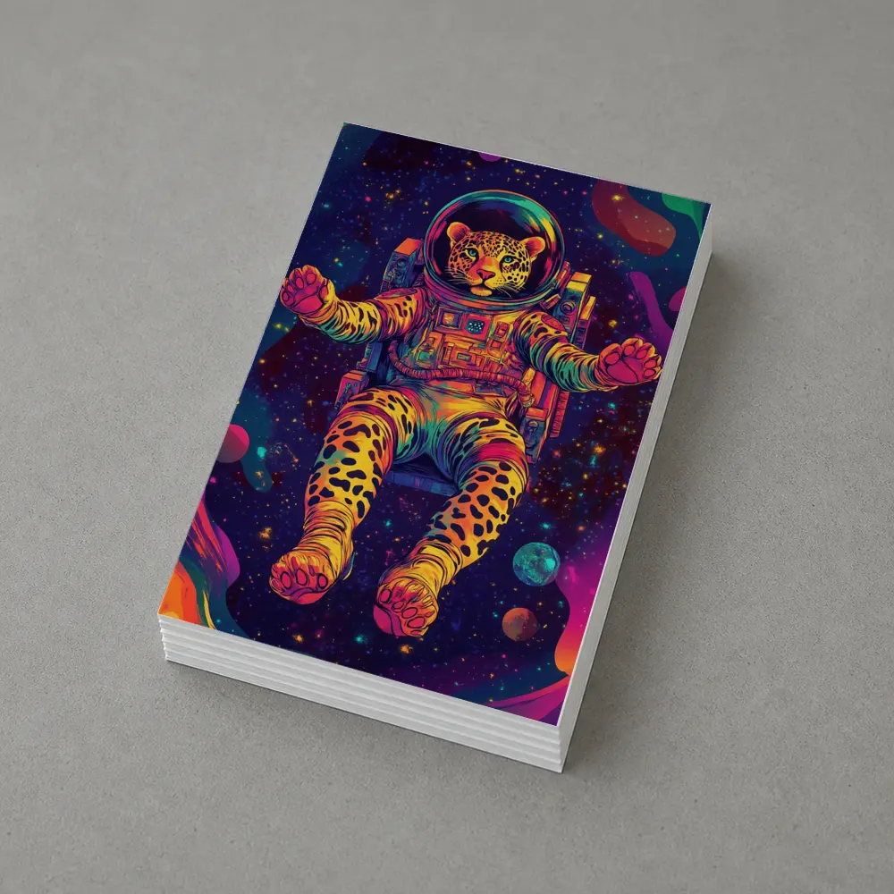 Leopard Astronaut Floating In Colorful Space – Postcards