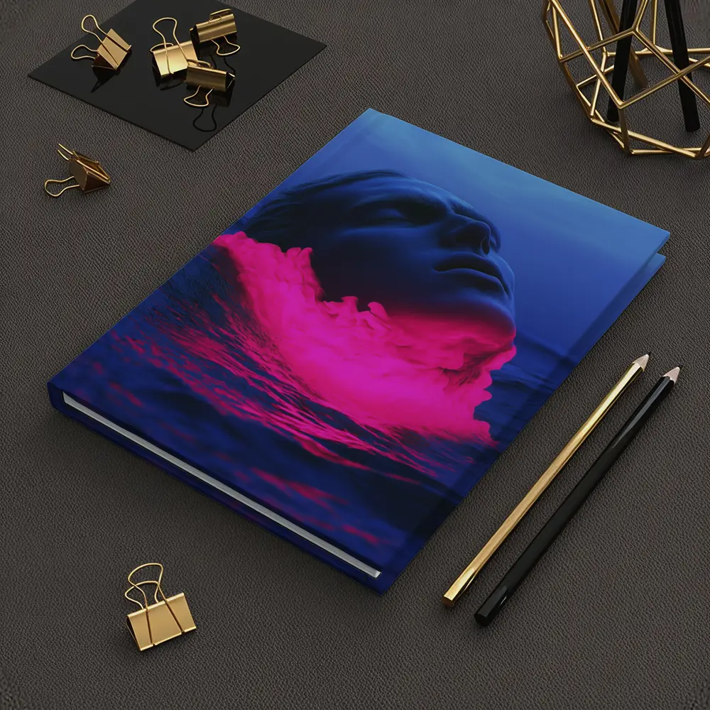 Neon Pink Smoke Face Surreal Ocean Blue – Notebooks