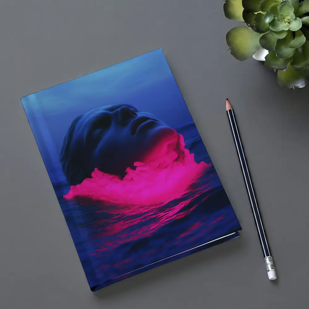 Neon Pink Smoke Face Surreal Ocean Blue – Notebooks