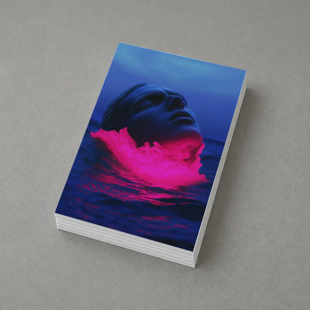 Neon Pink Smoke Face Surreal Ocean Blue – Postcards