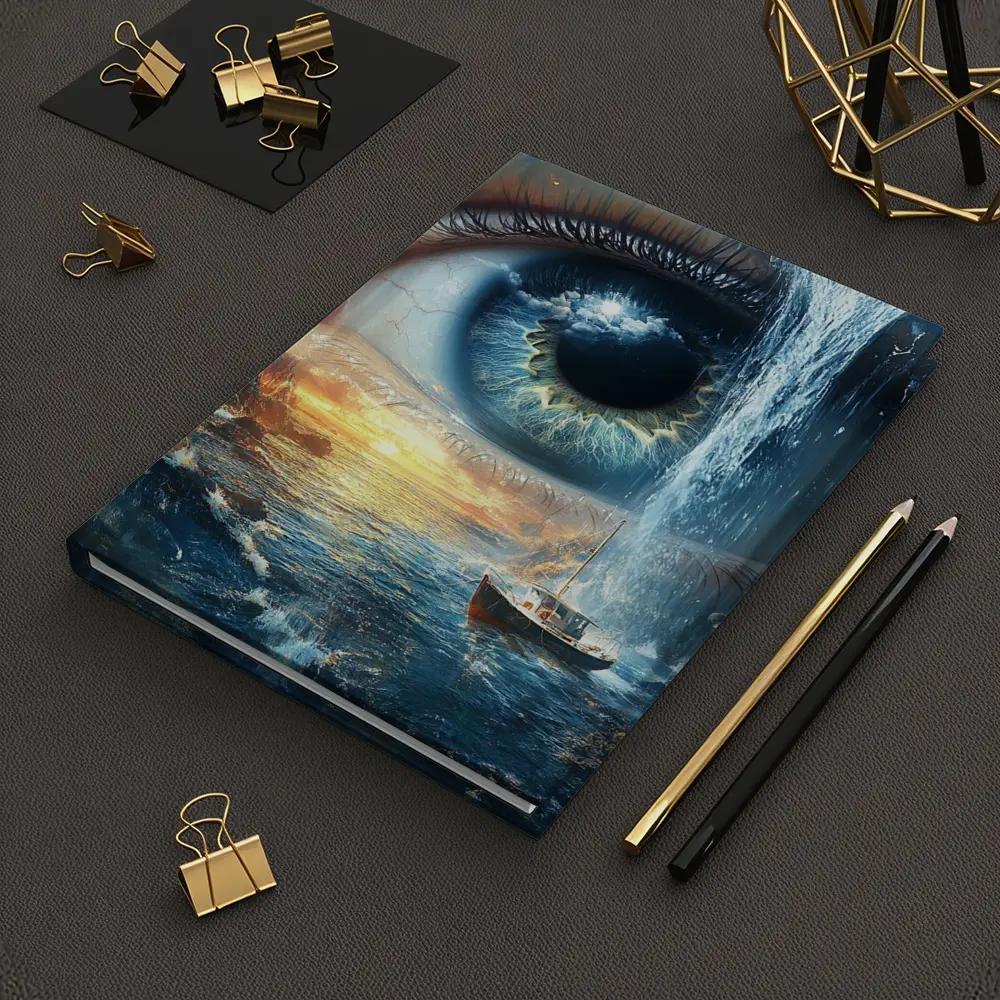 Surreal Eye Waterfall Ocean Boat Sunset – Notebooks
