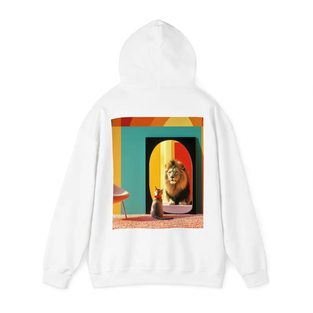 Cat Facing Lion Mirror Colorful Interior – Hoodies