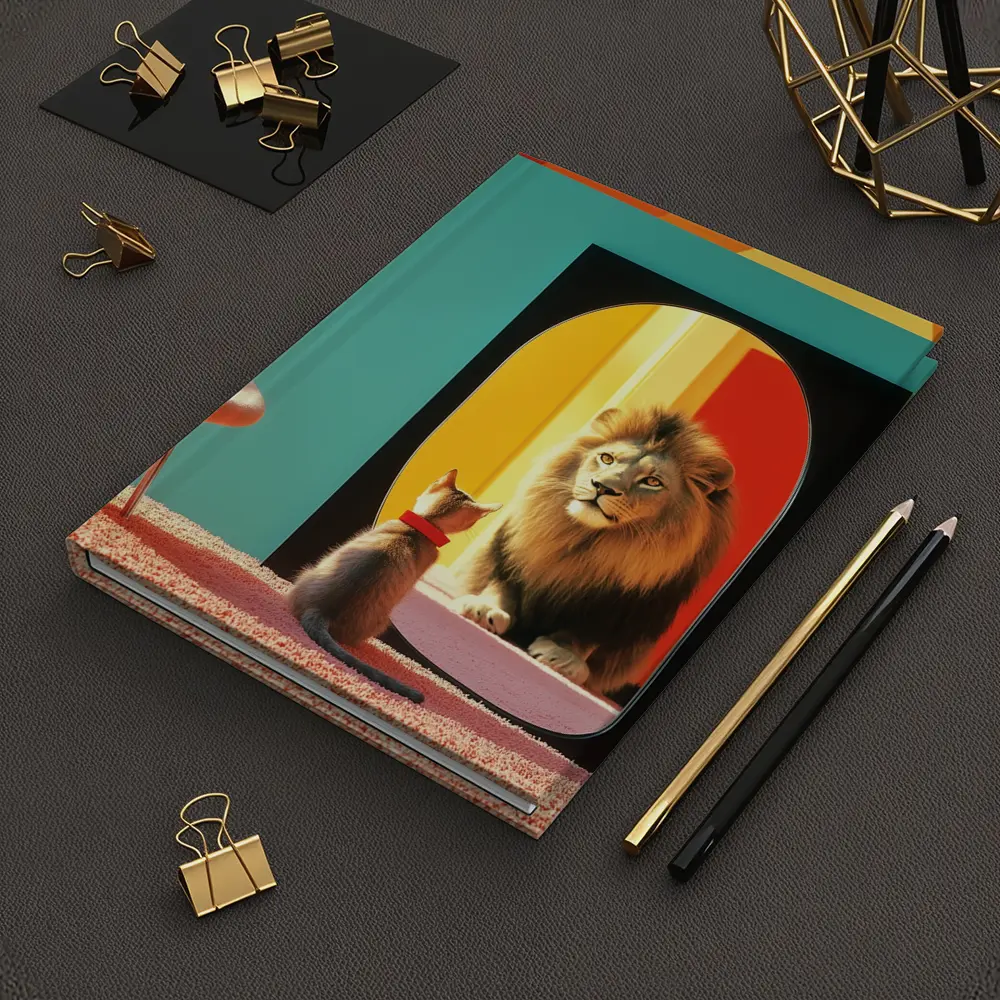 Cat Facing Lion Mirror Colorful Interior – Notebooks