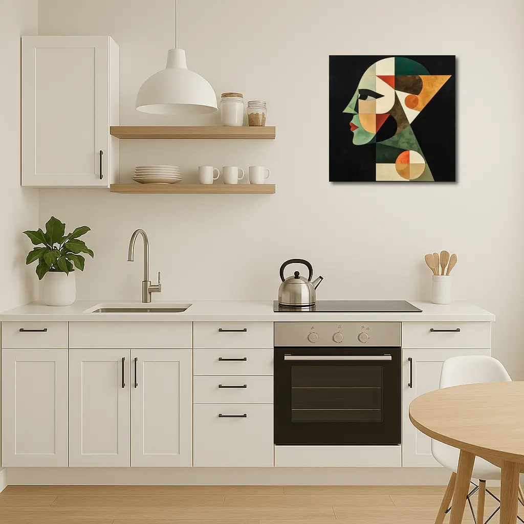 Geometric Cubist Woman Face Abstract Art – Wall Art