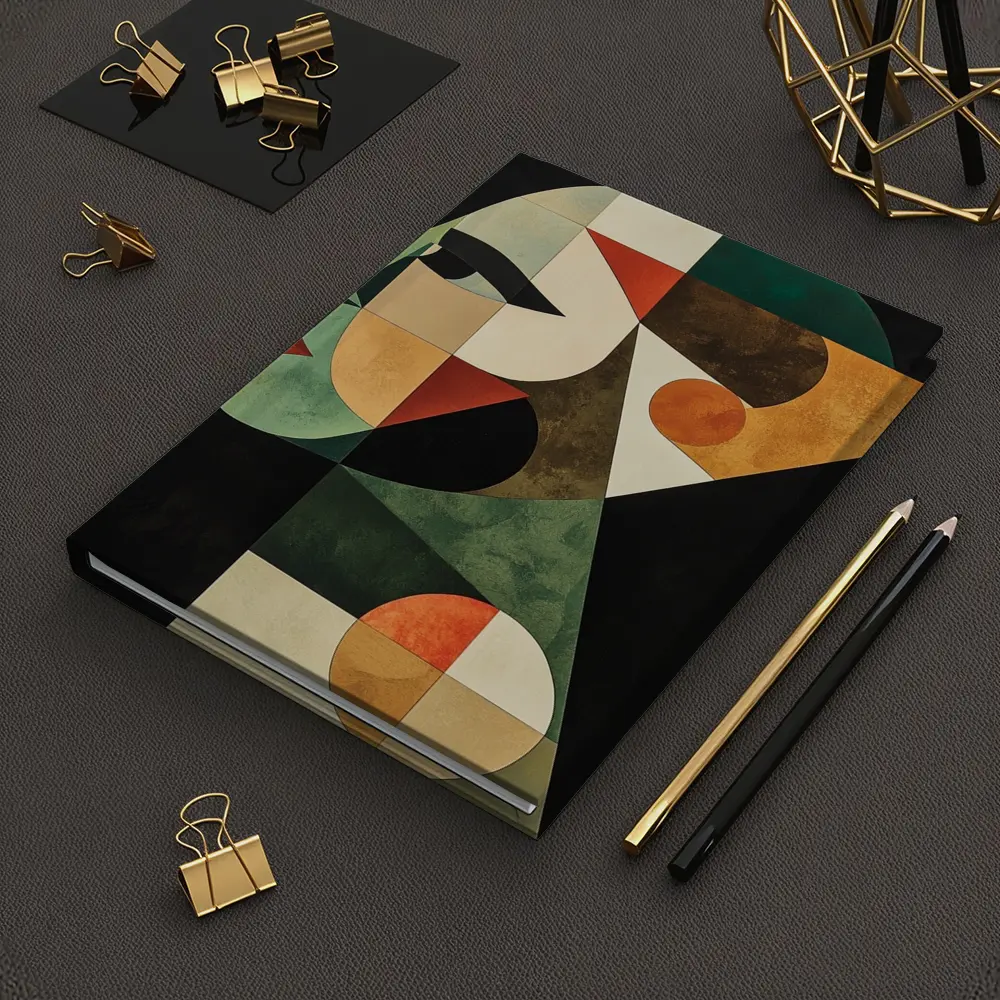 Geometric Cubist Woman Face Abstract Art – Notebooks