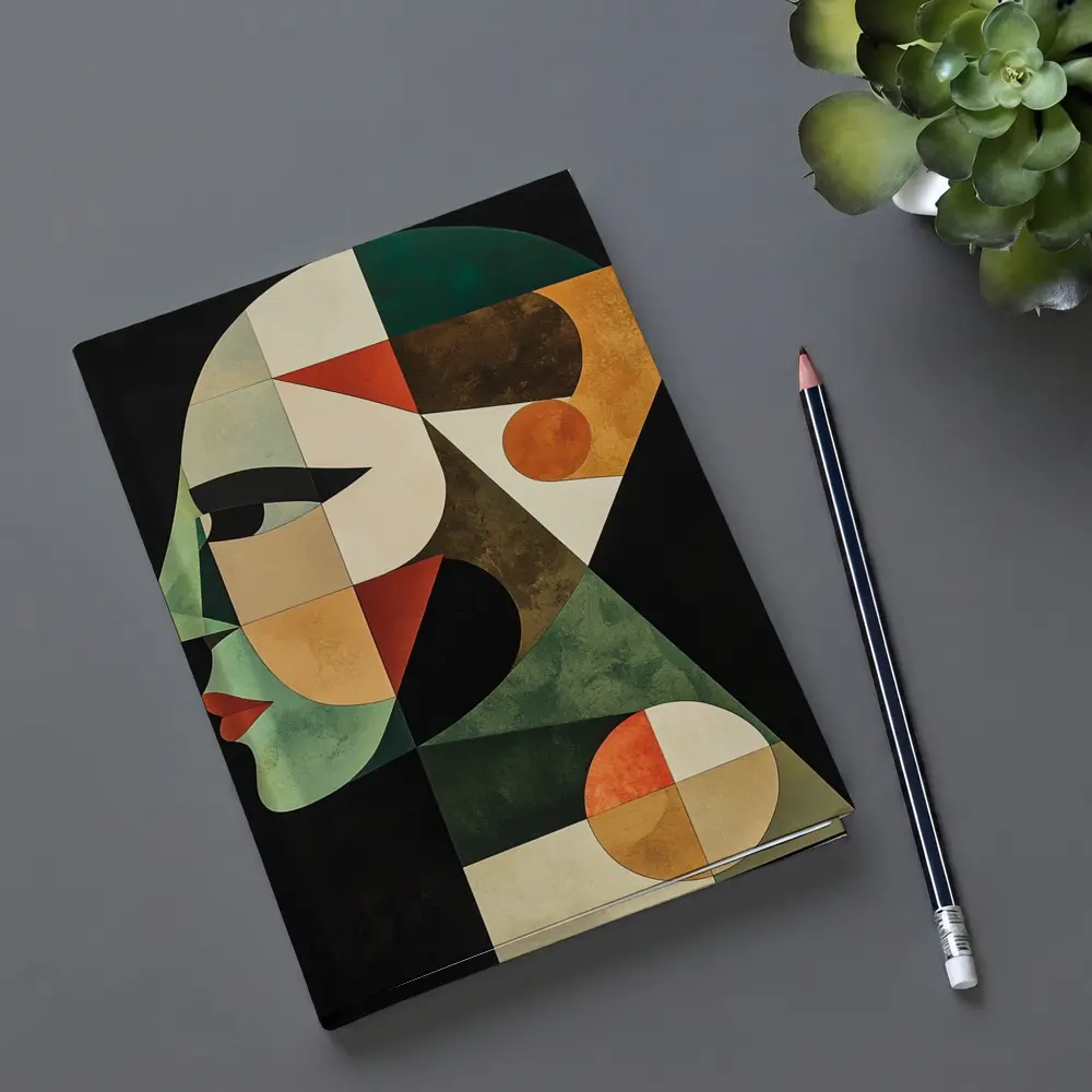 Geometric Cubist Woman Face Abstract Art – Notebooks