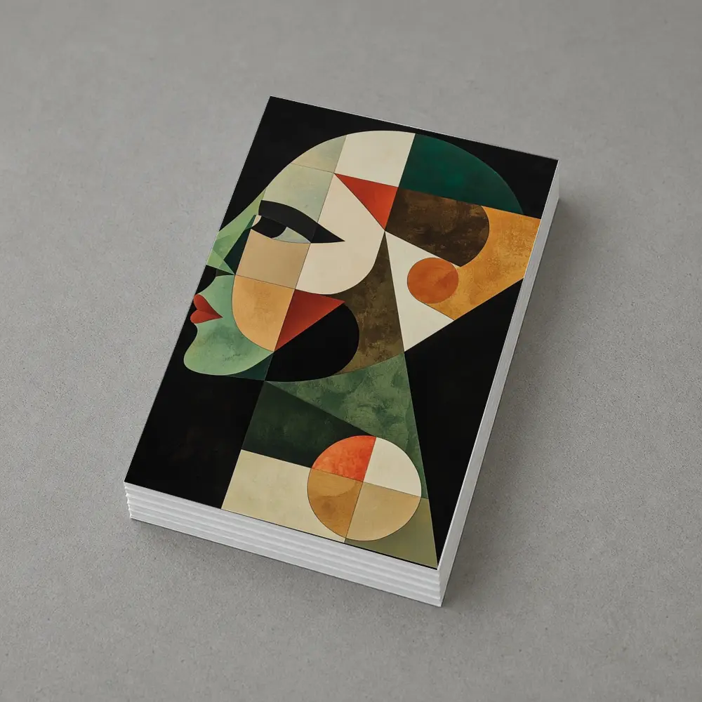 Geometric Cubist Woman Face Abstract Art – Postcards