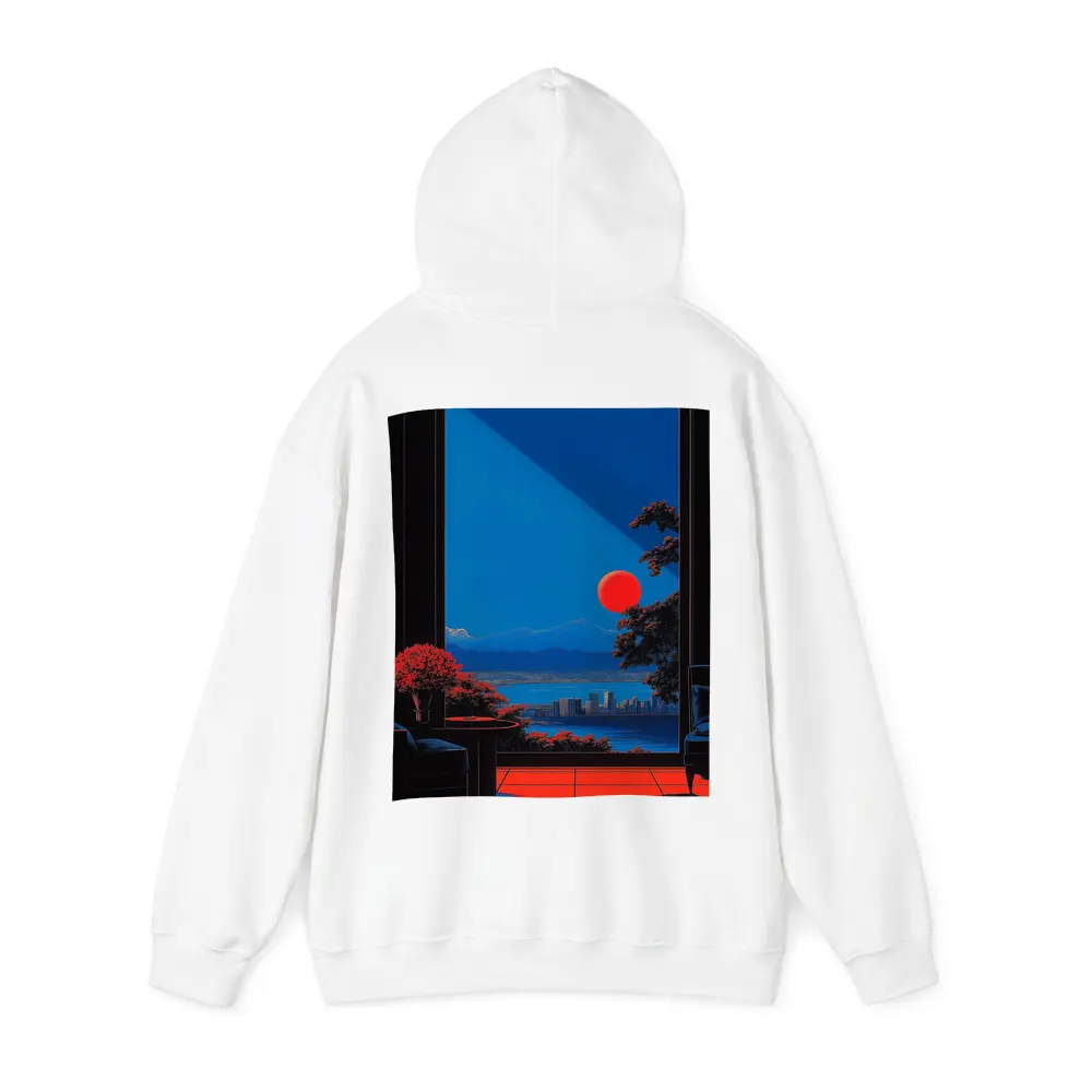 Red Moon City View Through Dark Window – Hoodies