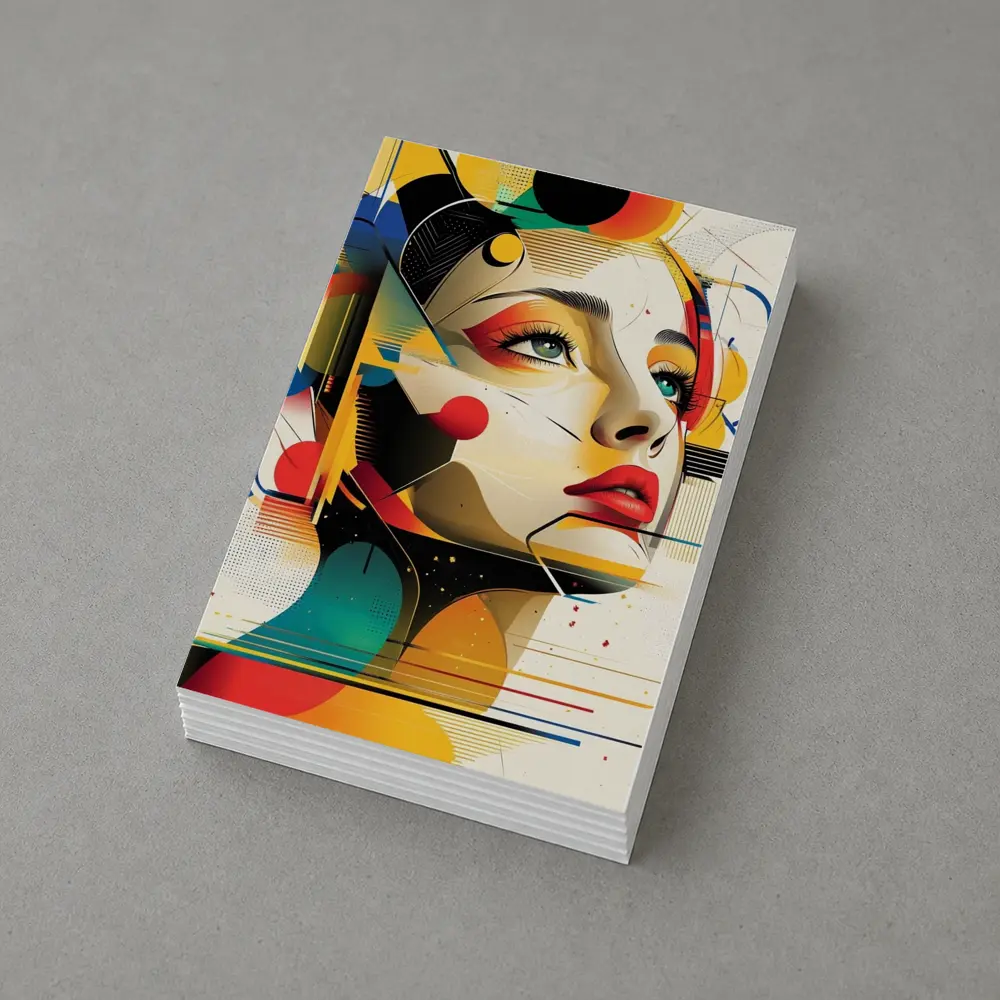 Abstract Woman Face Geometric Bauhaus Art – Postcards
