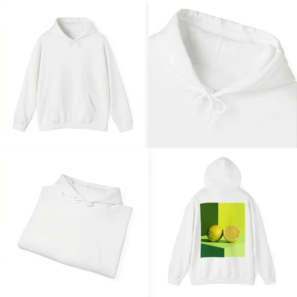 Fresh Lemon Halved On Green Background – Hoodies