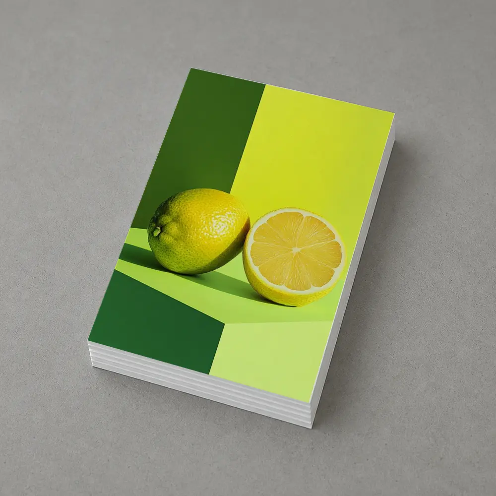 Fresh Lemon Halved On Green Background – Postcards