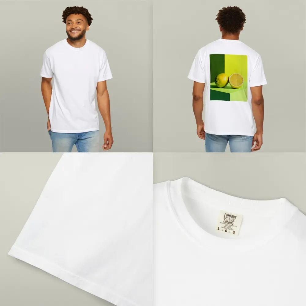 Fresh Lemon Halved On Green Background – T-Shirts