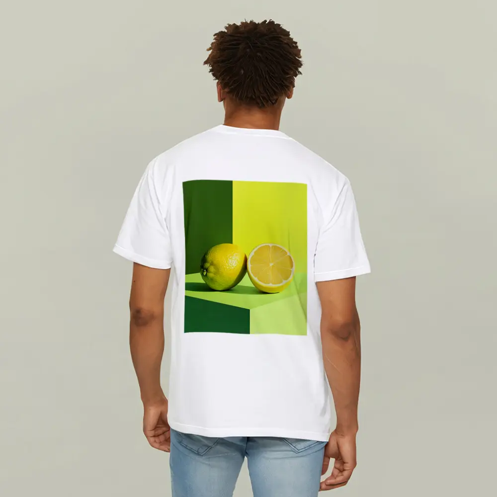 Fresh Lemon Halved On Green Background – T-Shirts
