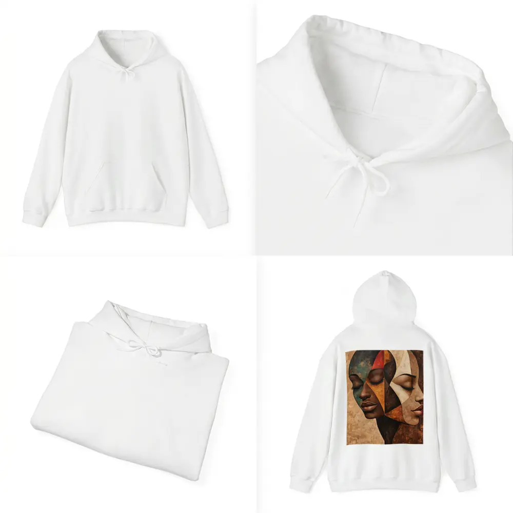 Two Women Faces Cubist Abstract Art – Hoodies