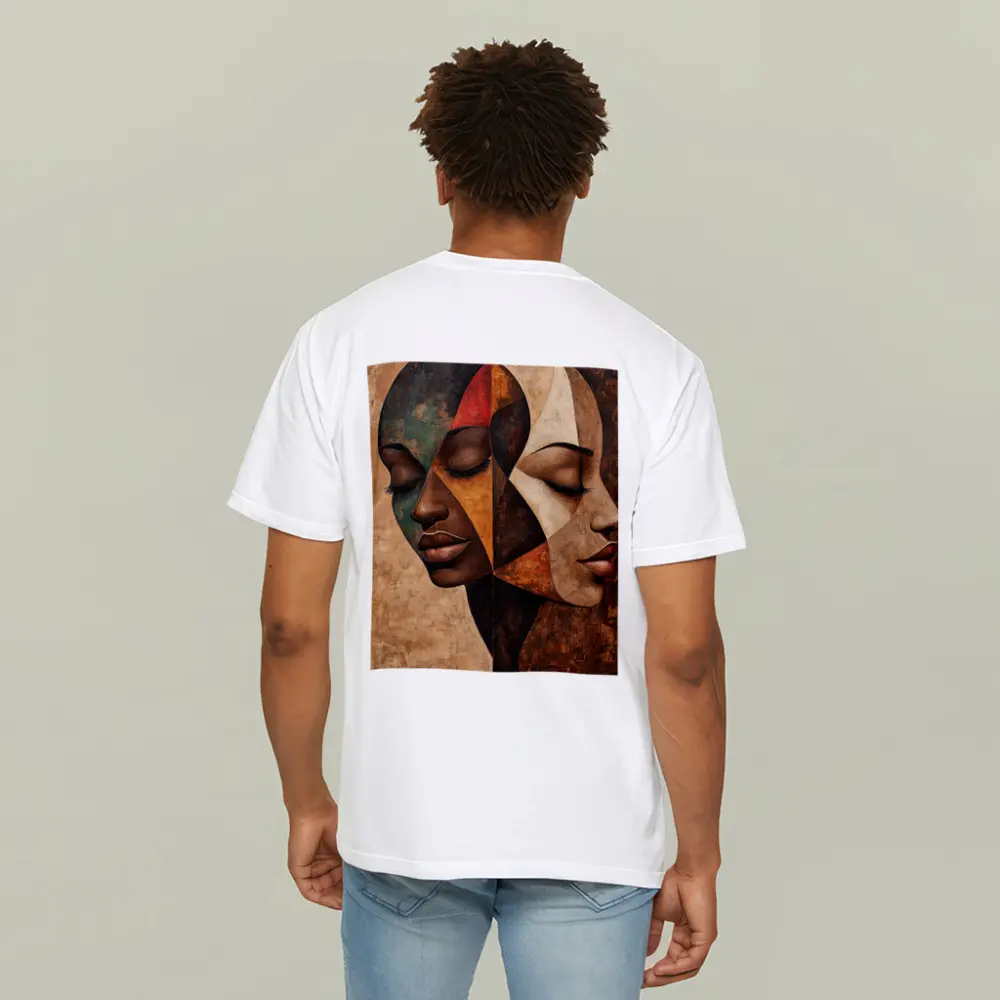 Two Women Faces Cubist Abstract Art – T-Shirts