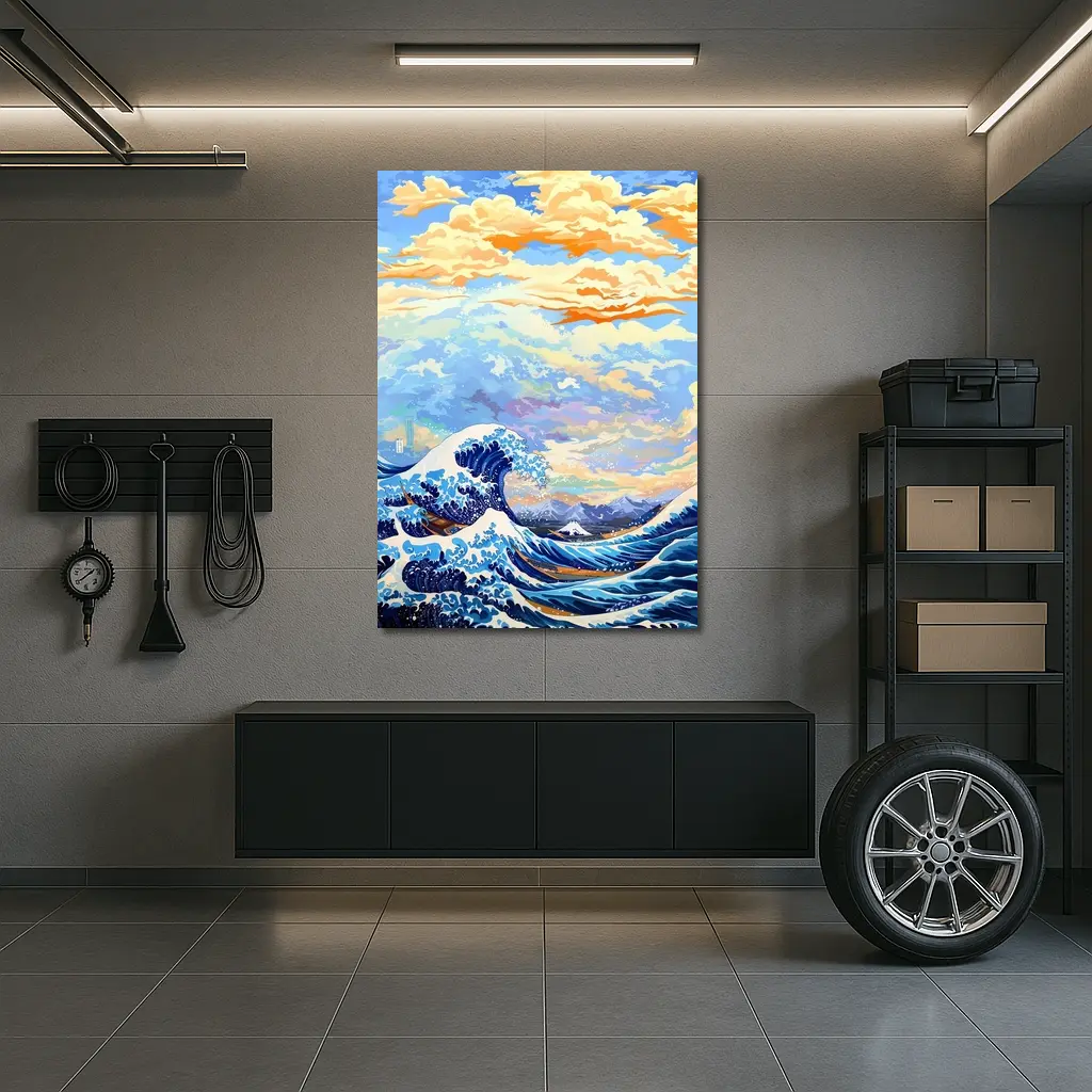 Great Wave Hokusai Style Ocean Sky Art – Wall Art