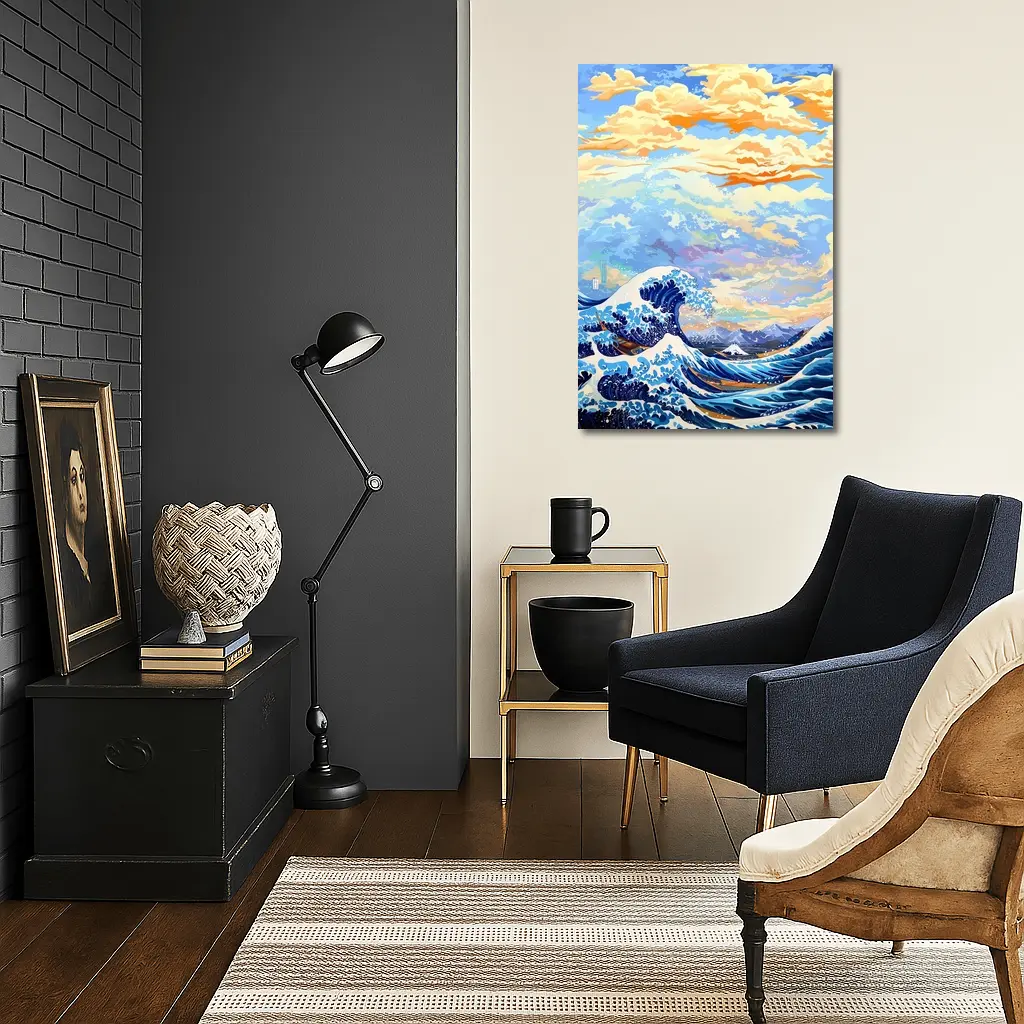 Great Wave Hokusai Style Ocean Sky Art – Wall Art